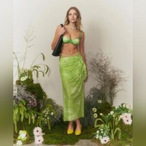 NWT Anthropologie House of Sunny falling Kiwis Maxi Skirt